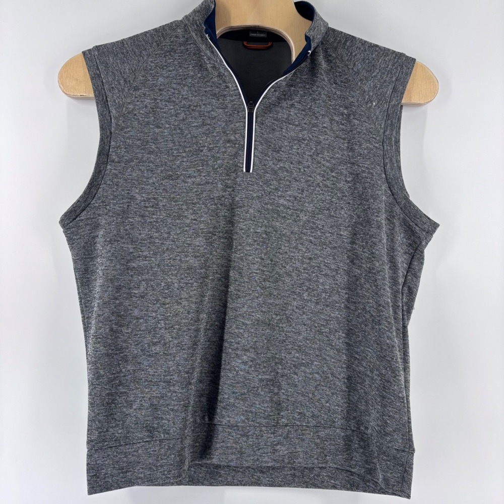 Fennec Golf Vest Mens Large Gray Heathered Quarter Zip Performance Sleeveless